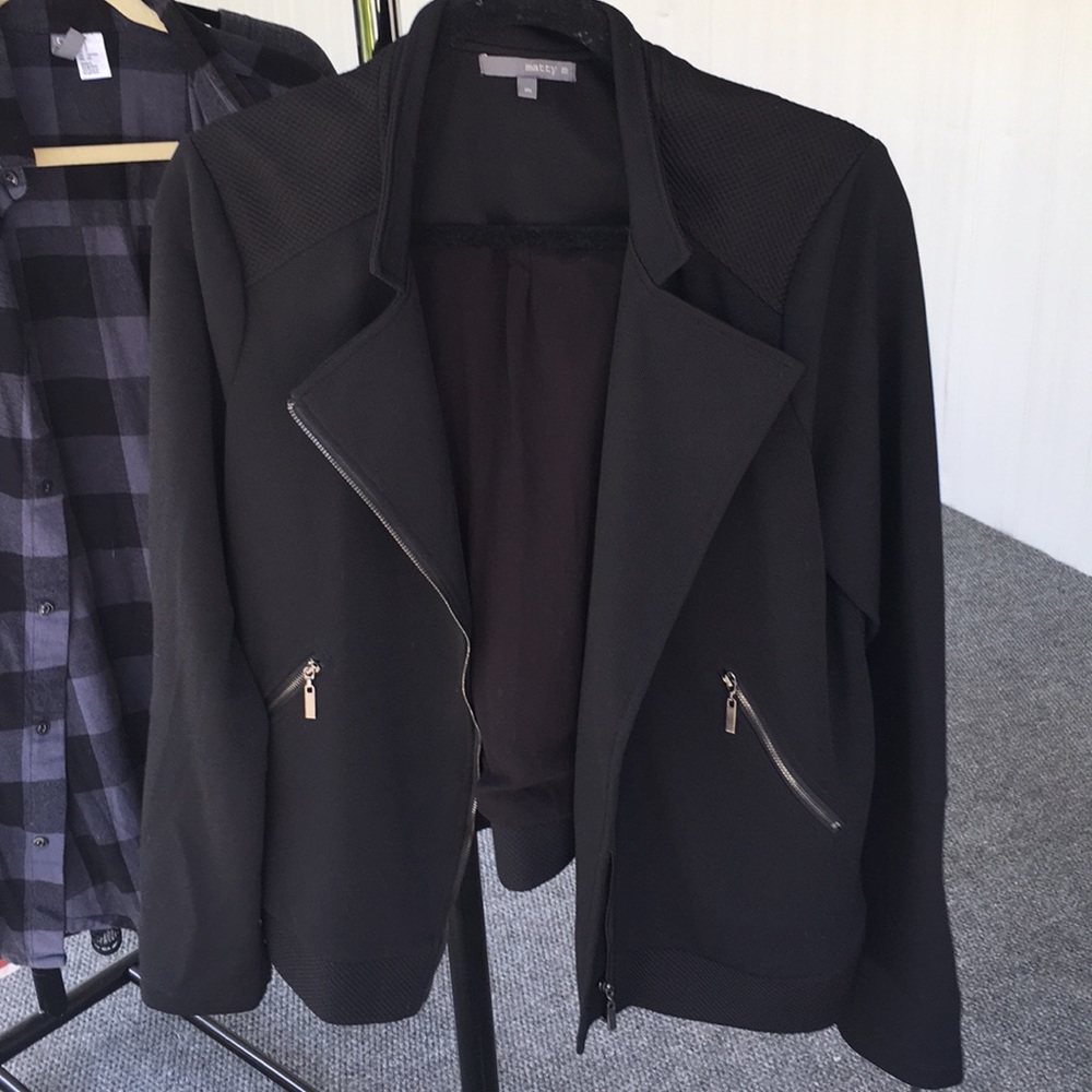 Matty M black blazer moto jacket size Medium